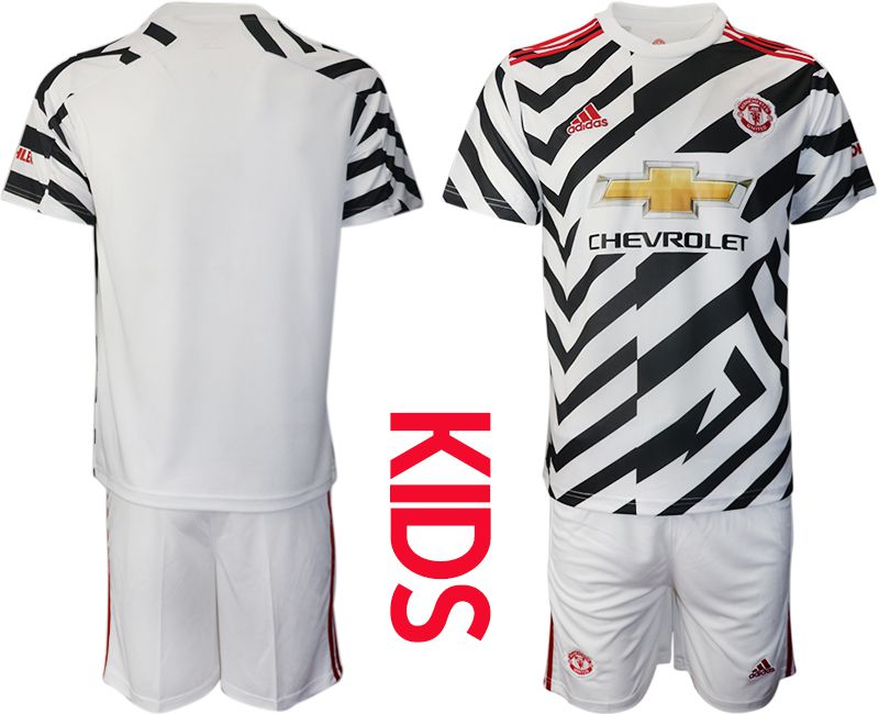 Youth 2020-2021 club Manchester united away white Soccer Jerseys